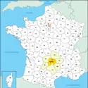 Cantal : carte de situation - crédits : © Encyclopædia Universalis France