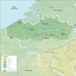 Flandre : carte physique - crédits : Encyclopædia Universalis France