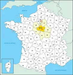 Loiret : carte de situation - crédits : © Encyclopædia Universalis France