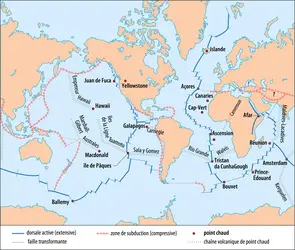 Carte mondiale des points chauds - crédits : Encyclopædia Universalis France