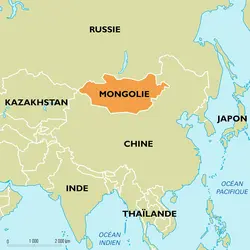 Mongolie : carte de situation - crédits : Encyclopædia Universalis France