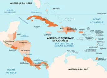 Amérique centrale et Caraïbes : carte générale - crédits : Encyclopædia Universalis France