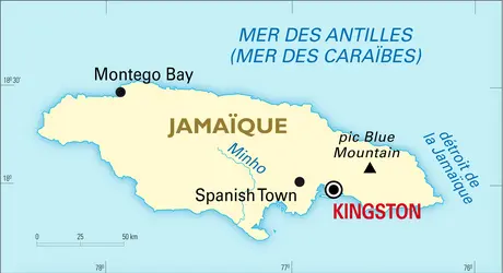 Jamaïque : carte générale - crédits : Encyclopædia Universalis France