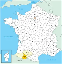 Hautes Pyrénées : carte de situation - crédits : © Encyclopædia Universalis France