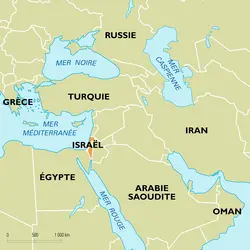 Israël : carte de situation - crédits : Encyclopædia Universalis France