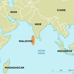 Maldives : carte de situation - crédits : Encyclopædia Universalis France