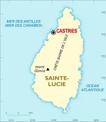Sainte-Lucie : carte générale - crédits : Encyclopædia Universalis France
