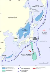 Contexte géodynamique général du Japon - crédits : Encyclopædia Universalis France