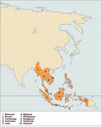 A.S.E.A.N. (Association des nations du Sud-Est asiatique) - crédits : Encyclopædia Universalis France