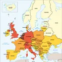 Densité de population en Europe, 2004 - crédits : Encyclopædia Universalis France
