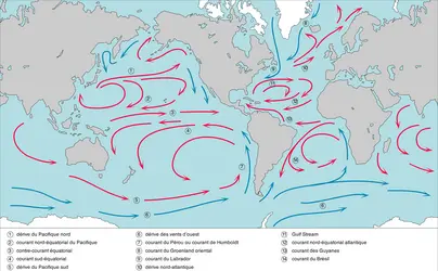 Principaux courants marins - crédits : Encyclopædia Universalis France