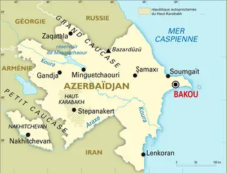 Azerbaïdjan : carte générale - crédits : Encyclopædia Universalis France