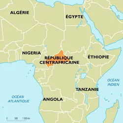 Centrafricaine (République) : carte de situation - crédits : Encyclopædia Universalis France