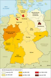 Densité de population en Allemagne - crédits : © Encyclopædia Universalis France