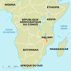 Malawi : carte de situation - crédits : Encyclopædia Universalis France
