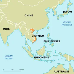 Vietnam : carte de situation - crédits : Encyclopædia Universalis France