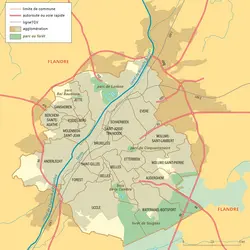 Bruxelles-Capitale : carte administrative - crédits : Encyclopædia Universalis France