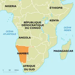Namibie : carte de situation - crédits : Encyclopædia Universalis France