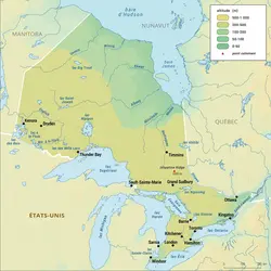 Ontario : carte physique - crédits : Encyclopædia Universalis France