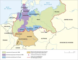 L'Allemagne en 1866-1867 - crédits : © Encyclopædia Universalis France