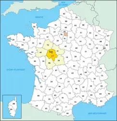 Indre : carte de situation - crédits : © Encyclopædia Universalis France