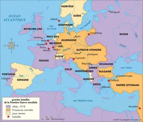 Grandes batailles de la Première Guerre mondiale - crédits : © Encyclopædia Universalis France