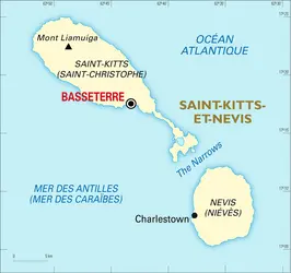 Saint-Kitts-et-Nevis : carte générale - crédits : Encyclopædia Universalis France