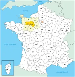Orne : carte de situation - crédits : © Encyclopædia Universalis France