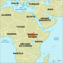 Soudan du Sud : carte de situation - crédits : Encyclopædia Universalis France