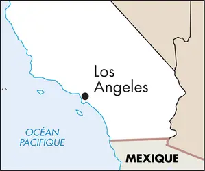 Los Angeles : carte de situation - crédits : © Encyclopædia Universalis France