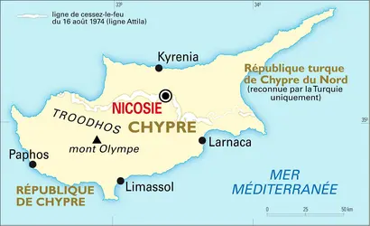 Chypre : carte générale - crédits : Encyclopædia Universalis France