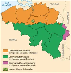 Les communautés et les régions linguistiques en Belgique - crédits : © Encyclopædia Universalis France