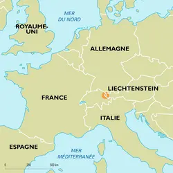 Liechtenstein : carte de situation - crédits : Encyclopædia Universalis France