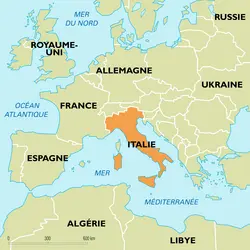 Italie : carte de situation - crédits : Encyclopædia Universalis France