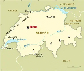 Suisse : carte générale - crédits : Encyclopædia Universalis France