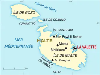 Malte : carte générale - crédits : Encyclopædia Universalis France