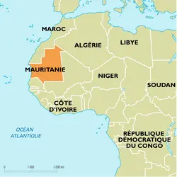 Mauritanie : carte de situation - crédits : Encyclopædia Universalis France