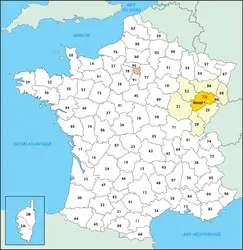 Haute-Saône : carte de situation - crédits : © Encyclopædia Universalis France