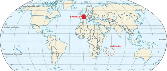La Réunion : carte de situation - crédits : © Encyclopædia Universalis France