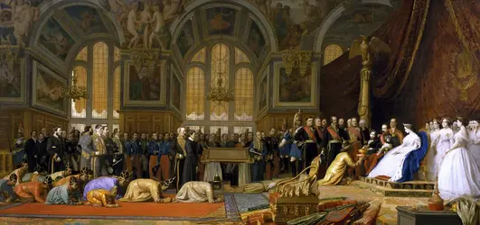 <em>Réception des ambassadeurs du Siam à Fontainebleau</em>,  tableau de Jean Léon Gérôme - crédits : G. Dagli Orti/ De Agostini/ Getty Images