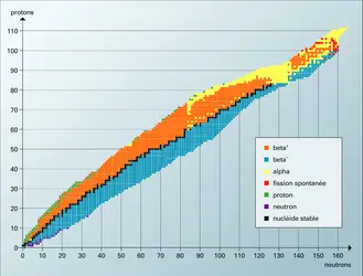 Carte des nucléides connus - crédits : © 2005 Encyclopædia Universalis France S.A.