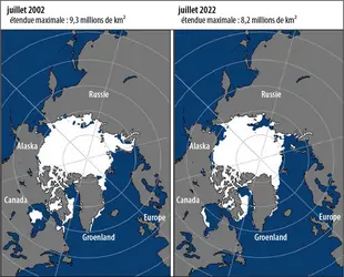 Diminution de la banquise en Arctique - crédits : © National Snow and Ice data center, University of Colorado Boulder