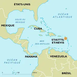 Saint-Kitts-et-Nevis : carte de situation - crédits : Encyclopædia Universalis France
