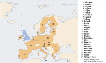 Carte de l'Union européenne - crédits : Encyclopædia Universalis France