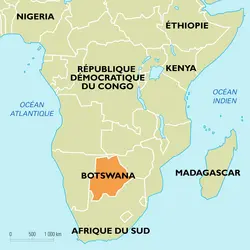 Botswana : carte de situation - crédits : Encyclopædia Universalis France