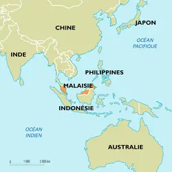 Malaisie : carte de situation - crédits : Encyclopædia Universalis France