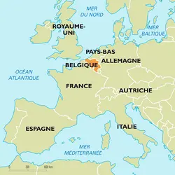 Belgique : carte de situation - crédits : Encyclopædia Universalis France