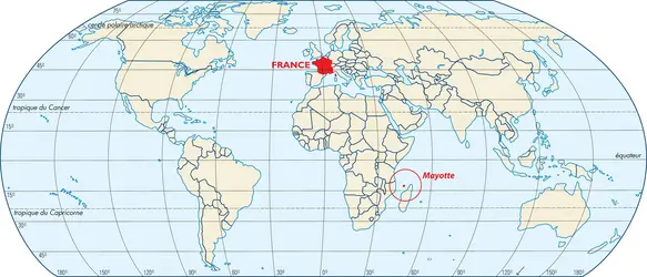 Mayotte : carte de situation - crédits : © Encyclopædia Universalis France