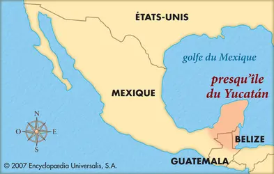 Presqu'île du Yucatán : carte de situation - crédits : © Encyclopædia Universalis France