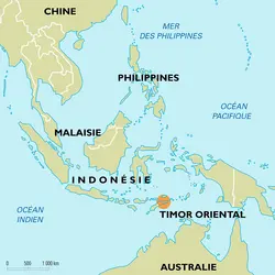 Timor oriental : carte de situation - crédits : Encyclopædia Universalis France